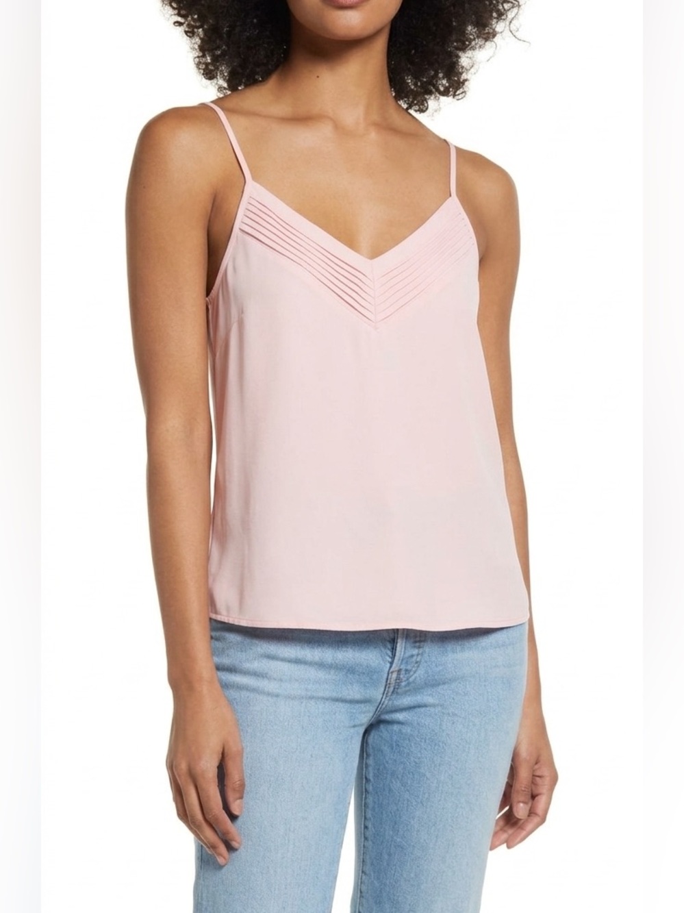 1.STATE Pintuck V-Neck Camisole - Soft Blush Pink Size Small